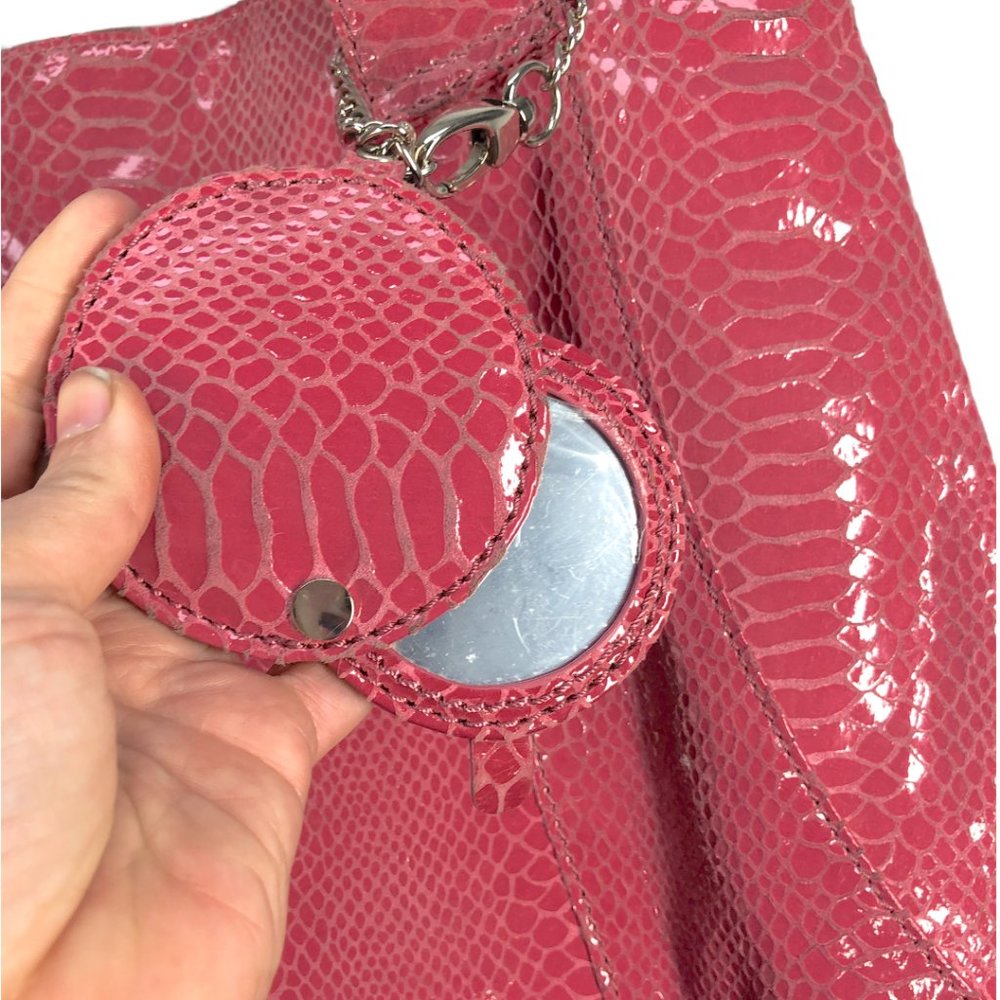 Blush Pink Perlina Embossed Python Leather Hobo - image 3